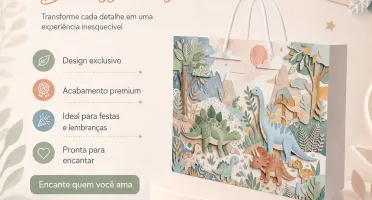 Kit 15 Sacolinhas Dinossauros - Pegue e Monte