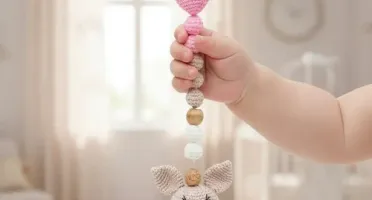 Prendedor Chupeta Coelhinho Amigurumi Artesanal Bebê Prático