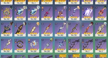 10 T5 limitados + Bis da Yelan/Kazuha e 4 Armas do passe