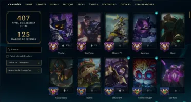 Bronze 4 com TODOS os Champs e 182 Skins ( JG / MID / TOP )