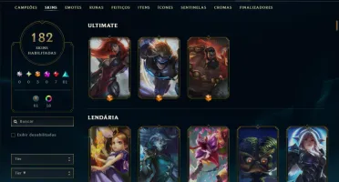 Bronze 4 com TODOS os Champs e 182 Skins ( JG / MID / TOP )