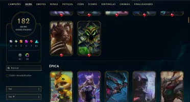 Bronze 4 com TODOS os Champs e 182 Skins ( JG / MID / TOP )