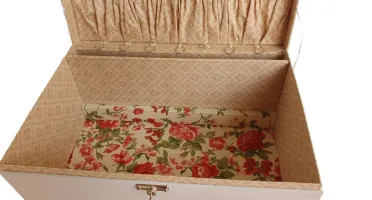 Porta-Joias Extra Grande Branco e Floral