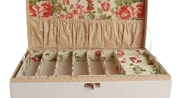 Porta-Joias Extra Grande Branco e Floral