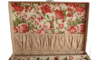 Porta-Joias Extra Grande Branco e Floral