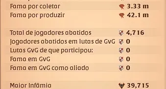 CONTA ALBION ONLINE, MUITA FAMA PVP, PVE,CRAFT, E COLETA