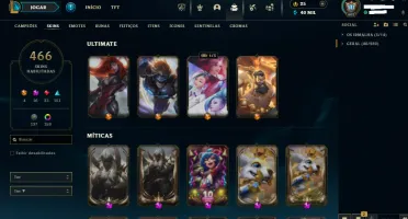 Conta lol diamantes IV full champs, 466 skins diversos raros