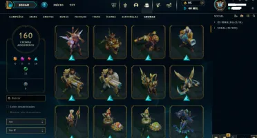 Conta lol diamantes IV full champs, 466 skins diversos raros