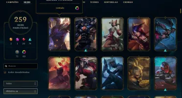 CONTA PLATINA 259 SKINS, INCLUINDO 2 LENDÁRIAS, SONA E MF.