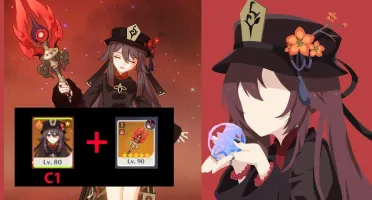 Hu Tao C1 + Homa + Kazuha C1 + 3 armas T5