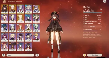 Hu Tao C1 + Homa + Kazuha C1 + 3 armas T5