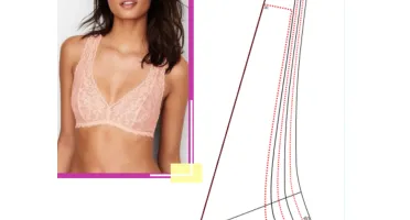 Kit de Moldes PDF Sutiã Meia Taça Bojo Senhoras eTop Costa