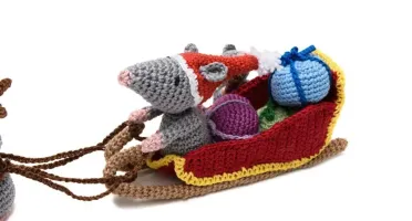 Trenó de Natal com ratinhos em amigurumi