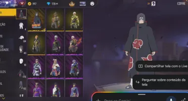 Conta de Free FIRE ffcon com Itachi e vários outros itens