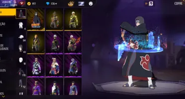 Conta de Free FIRE ffcon com Itachi e vários outros itens