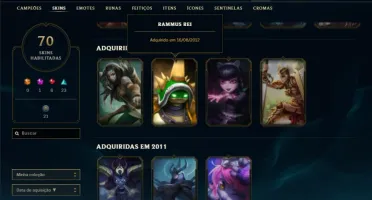 Conta unranked com Rammus rei e Kayle juiza ( MAIN SUP )