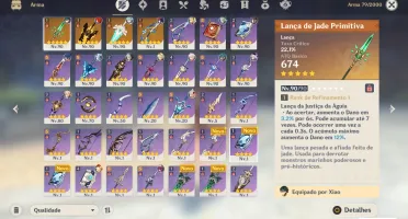 Conta AR57 Hutao, zhongli, kazuha,13 personagens 5 estrelas,