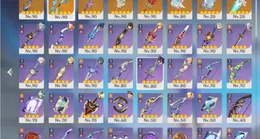 CONTA AR 58 13 personagens 5* e 8 armas 5*