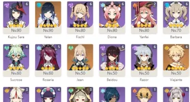 CONTA AR 58 13 personagens 5* e 8 armas 5*
