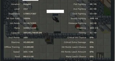 Char Tibia Elite Knight lvl 222 + Druid lvl 34