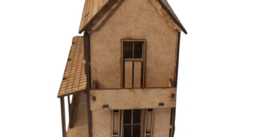 Mini Sobrado com varanda MDF, maquete, diorama 19x15
