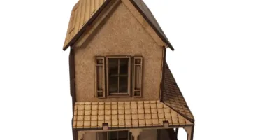 Mini Sobrado com varanda MDF, maquete, diorama 19x15