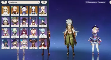AR 44 Ayaka / Kazuha / Qiqi / Falcão e banners altos