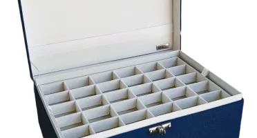 Porta-Joias Azul-Marinho e Bege de 5 Andares