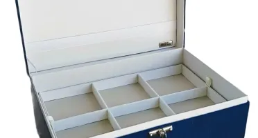 Porta-Joias Azul-Marinho e Bege de 5 Andares