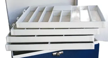 Porta-Joias Azul-Marinho e Bege de 5 Andares