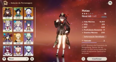 Hutao , venti , qiqi , mona ,harpa e espinha