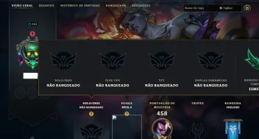 Unranked com 150 Champs e 117 Skins ( MID / JG / TOP )