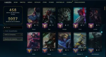 Unranked com 150 Champs e 117 Skins ( MID / JG / TOP )