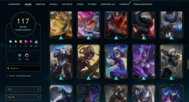 Unranked com 150 Champs e 117 Skins ( MID / JG / TOP )