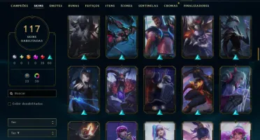 Unranked com 150 Champs e 117 Skins ( MID / JG / TOP )
