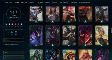 Unranked com 150 Champs e 117 Skins ( MID / JG / TOP )