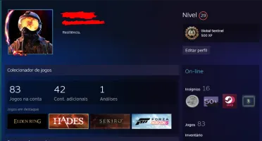 Conta Steam C/ Forza 4 e 5, Elden Ring deluxe + DLC e etc
