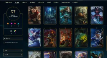 Conta Unranked com 100 Champs e 37 Skins