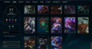 Conta Unranked com 100 Champs e 37 Skins