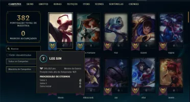 Conta Unranked com 100 Champs e 37 Skins