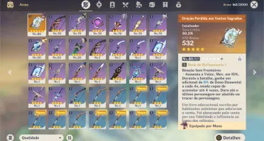 Conta Genshin Impact Ar 44, 5 5 Estrelas + 1 arma 5 estrela