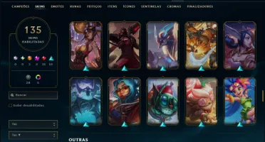Unranked com 150 Champs e 135 Skins ( MID / JG / ADC )