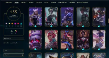 Unranked com 150 Champs e 135 Skins ( MID / JG / ADC )