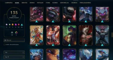 Unranked com 150 Champs e 135 Skins ( MID / JG / ADC )