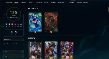 Unranked com 150 Champs e 135 Skins ( MID / JG / ADC )
