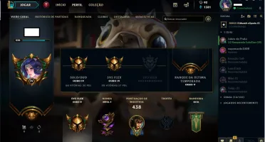 Conta Gold 4 nas duas filas 75 skins 112 campeões