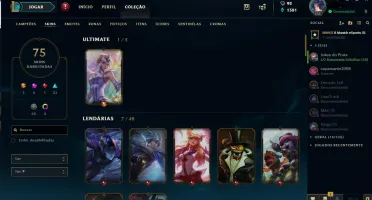 Conta Gold 4 nas duas filas 75 skins 112 campeões