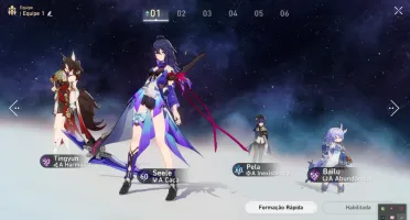 Honkai: Star Rail - LVL 40 com Seele, Yanqing, Bailu.
