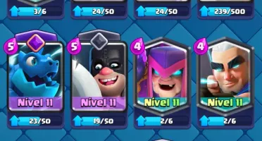 Clash Royale nível 42 com 8 evoluções e algumas elite.