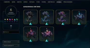 Ouro 1 com 50 Champs e 6 Skins